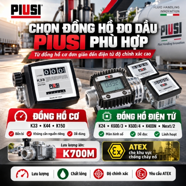 Đồng hồ đo dầu Piusi: nên chọn loại cơ hay điện tử?